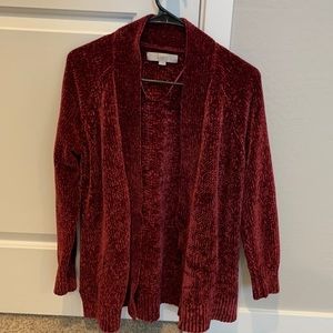 Red LOFT Chenille cardigan small